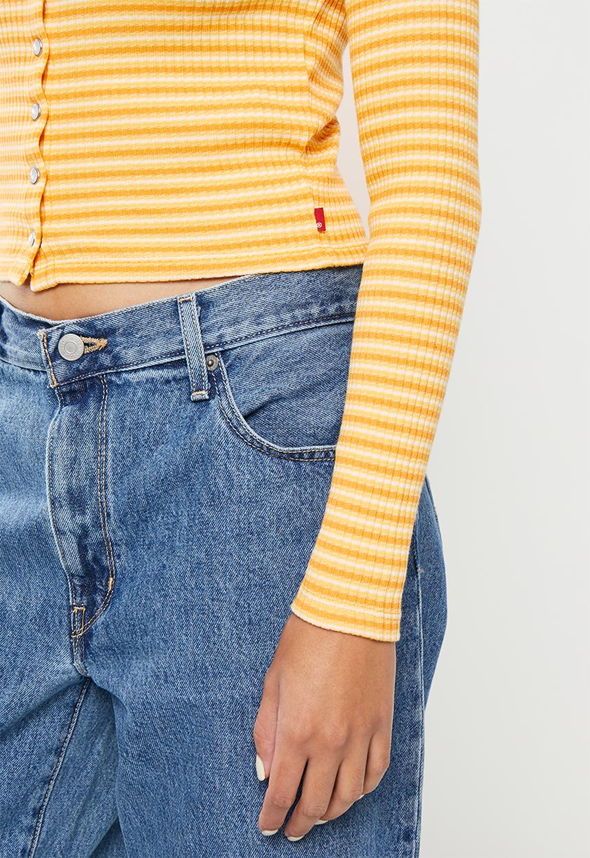 Levi’s® - Long sleeve britt snap front top - bikini stripe golden cream