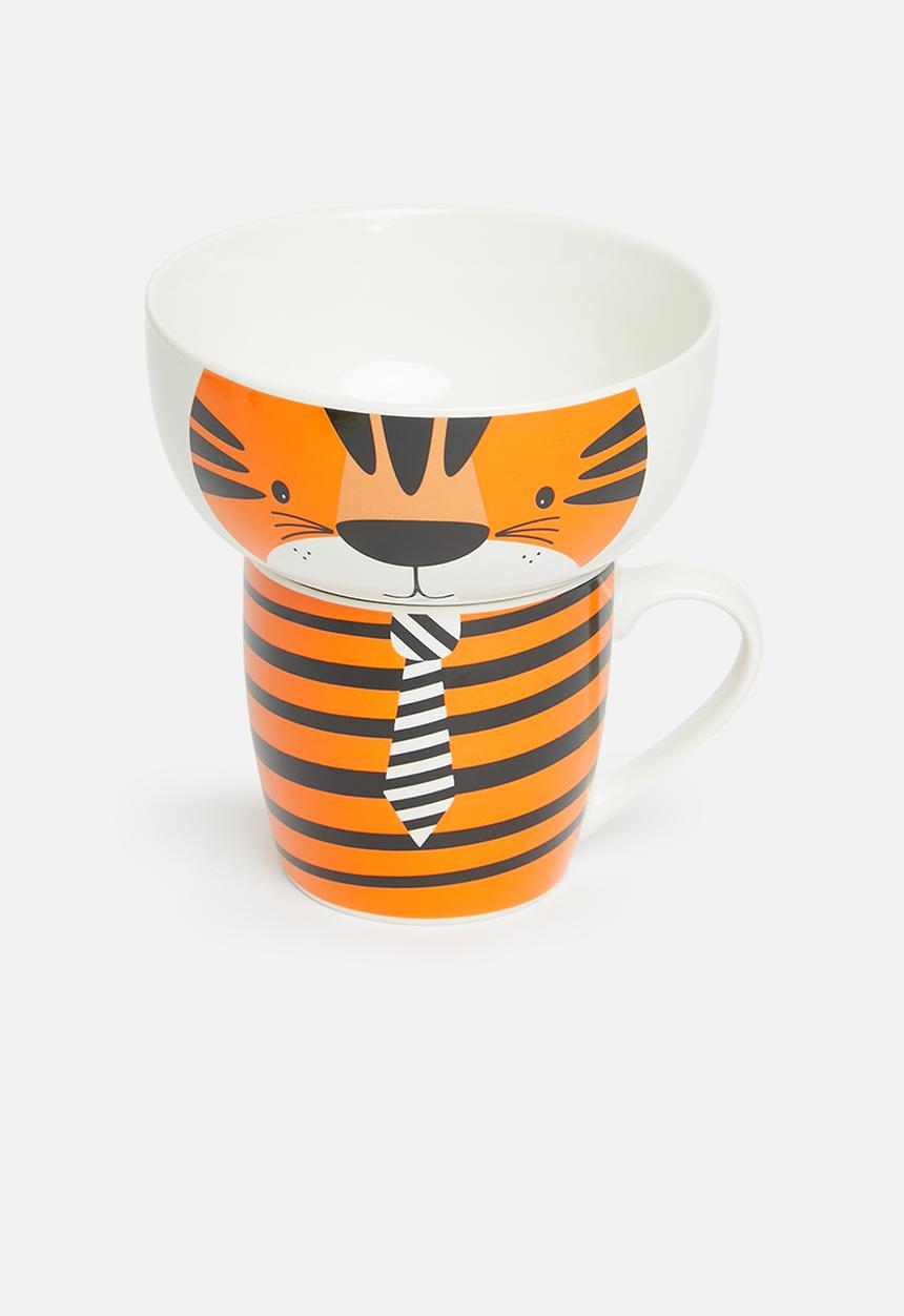 H&S - Tiger cup and bowl set - orange