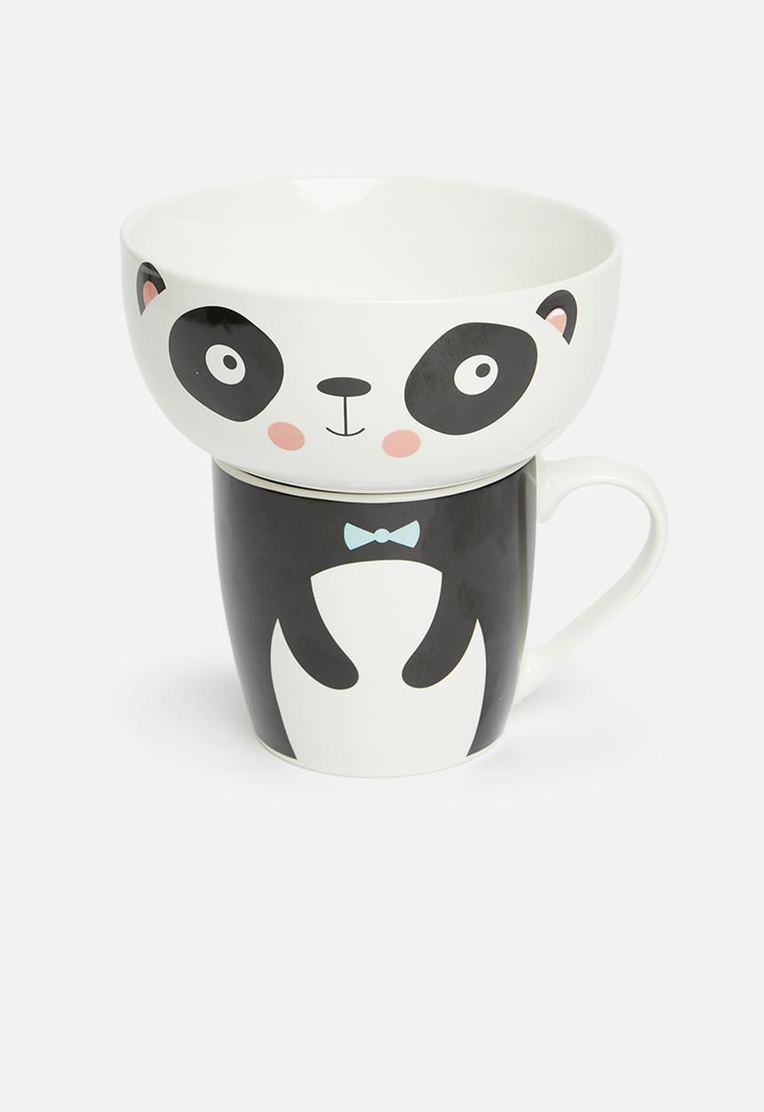H&S - Panda cup and bowl set - white & black