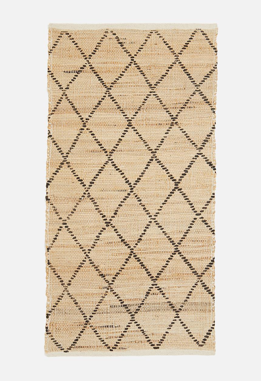 H&S - Diamond jute & cotton runner - black