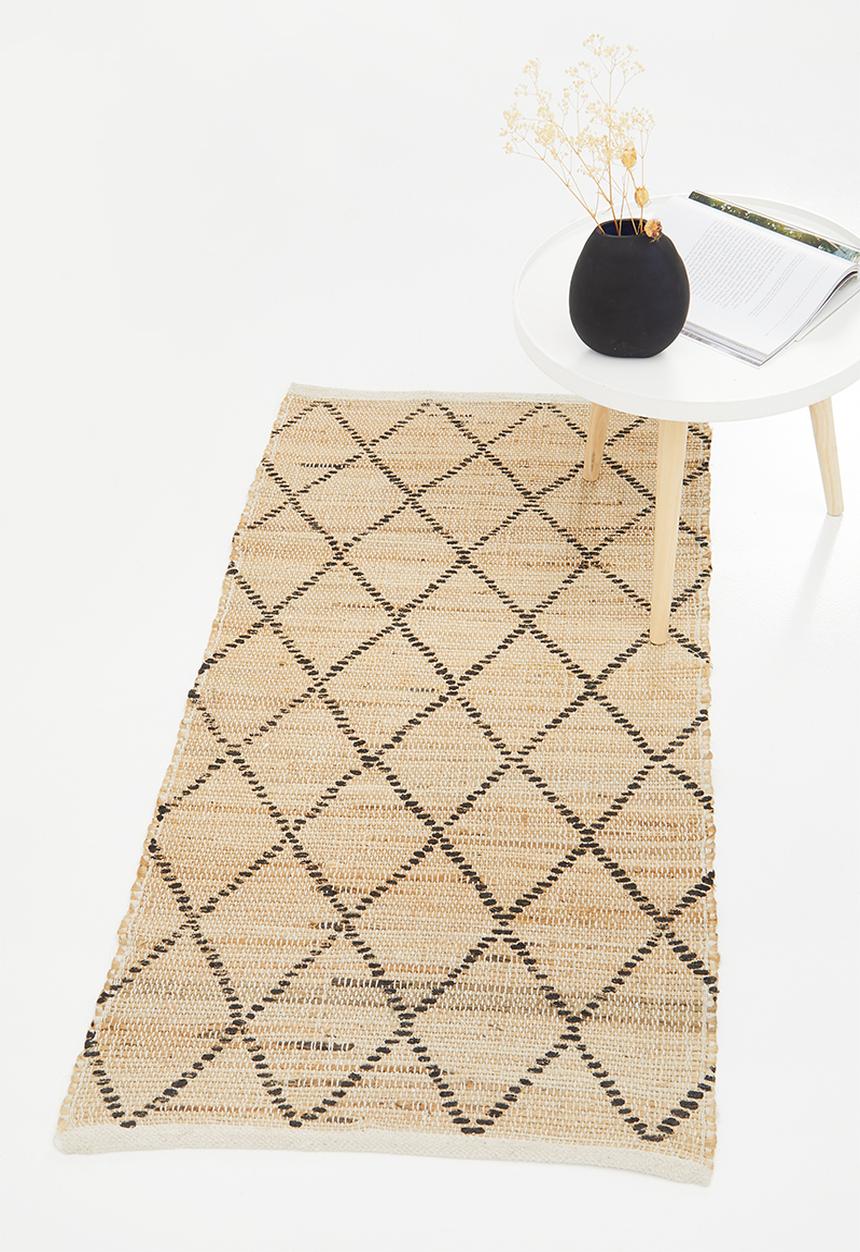 H&S - Diamond jute & cotton runner - black