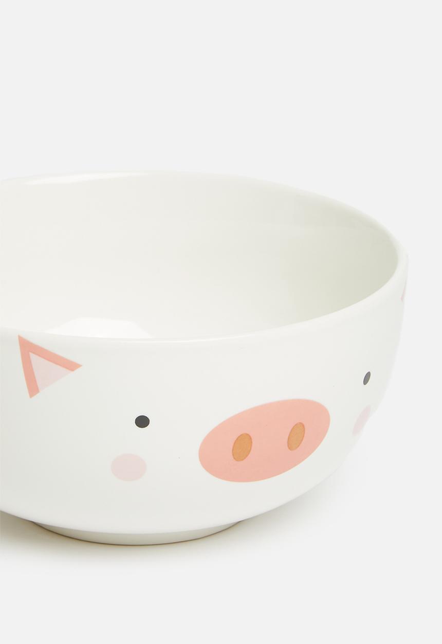 H&S - Piggy cup and bowl set - pink