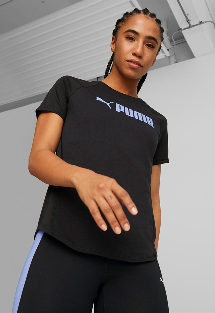 PUMA - Puma fit logo tee - puma black/elektro purple