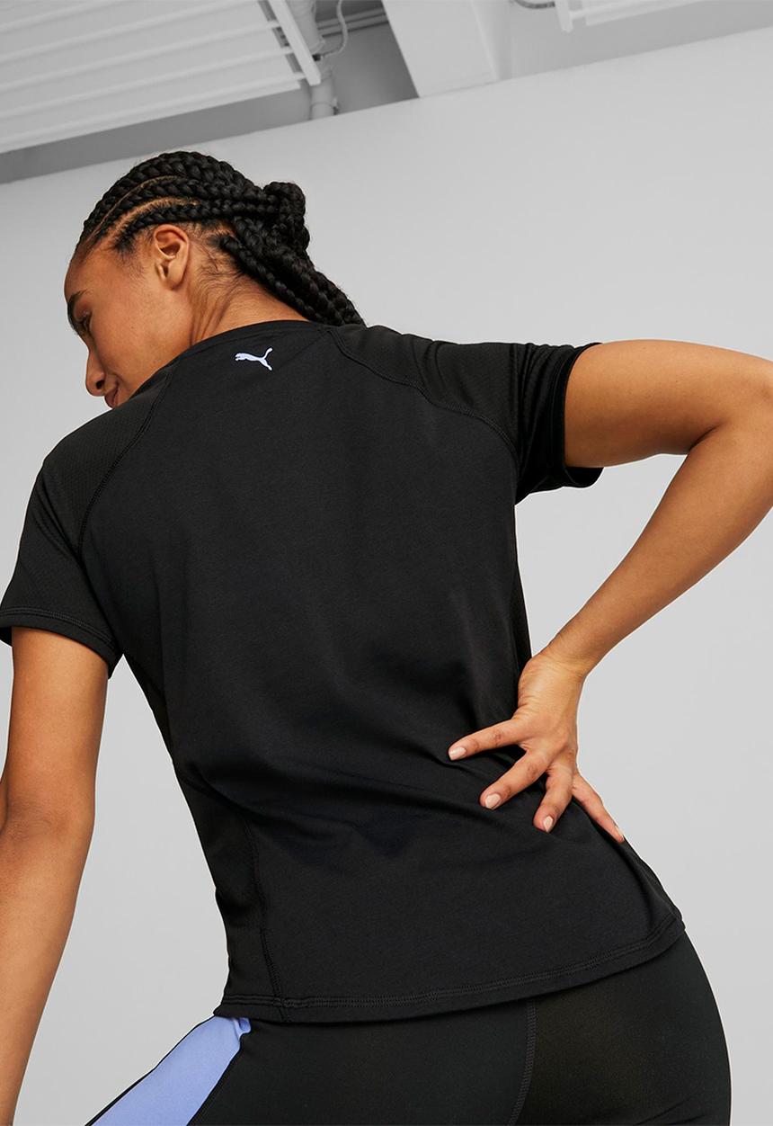 PUMA - Puma fit logo tee - puma black/elektro purple