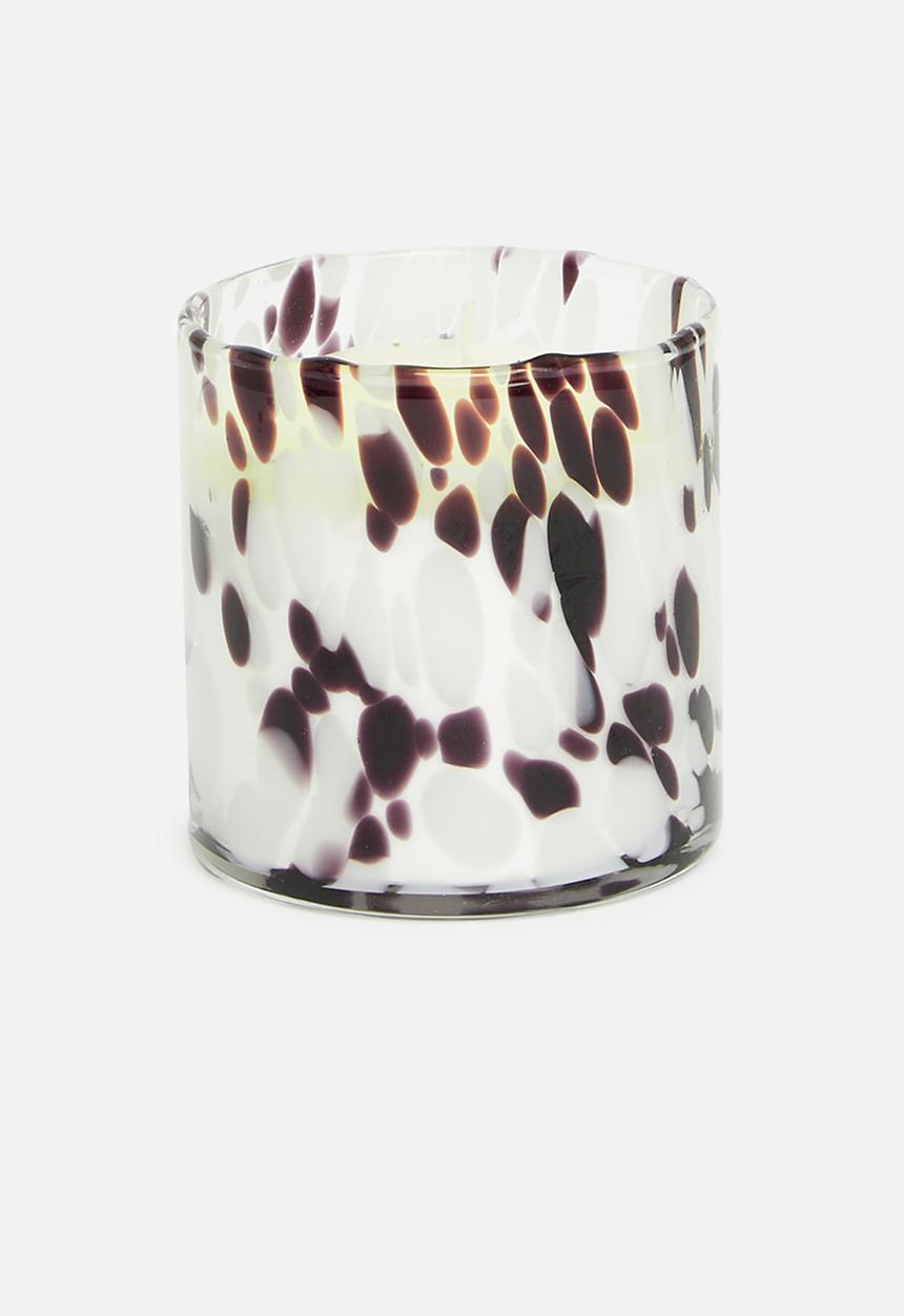 H&S - Stippled glass candle - brown & white