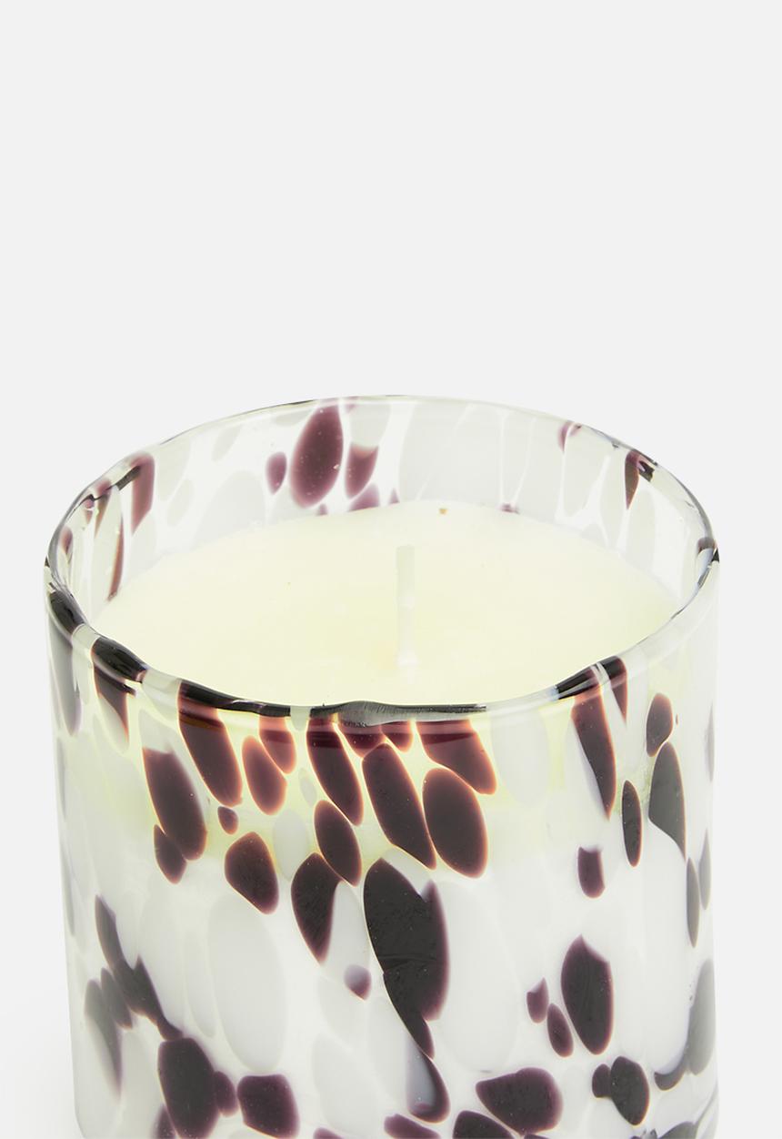 H&S - Stippled glass candle - brown & white