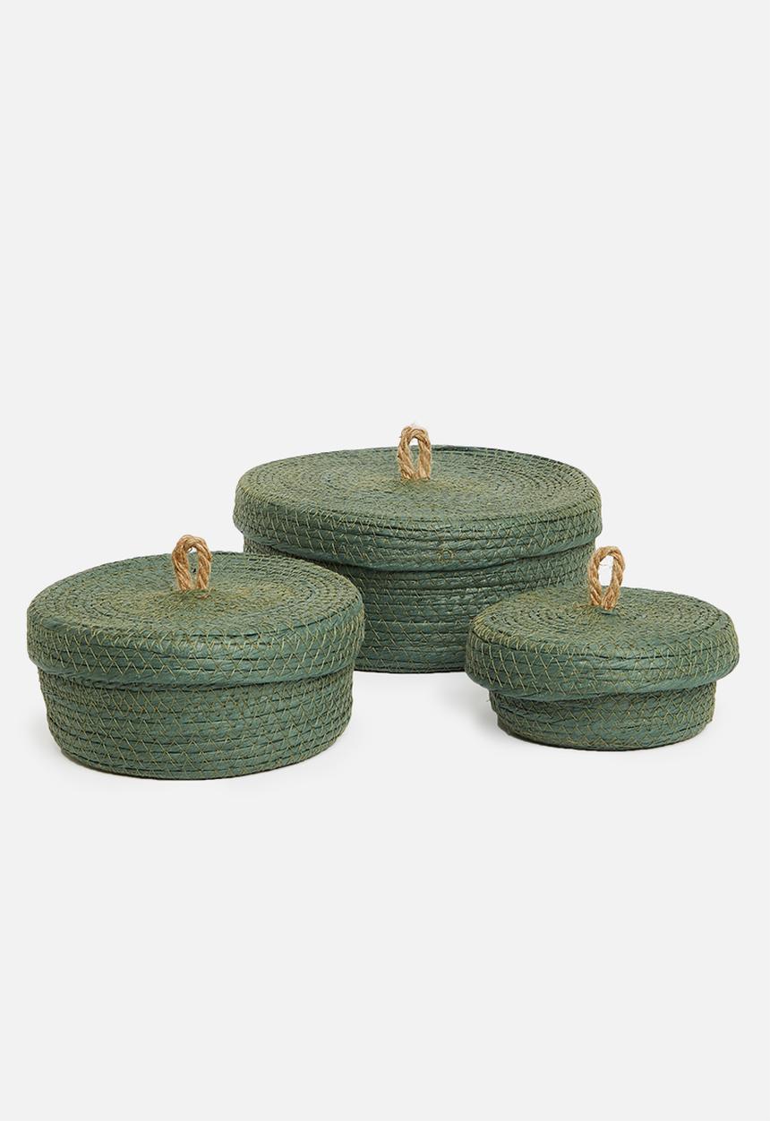 H&S - Put a lid on it basket set of 3 - green