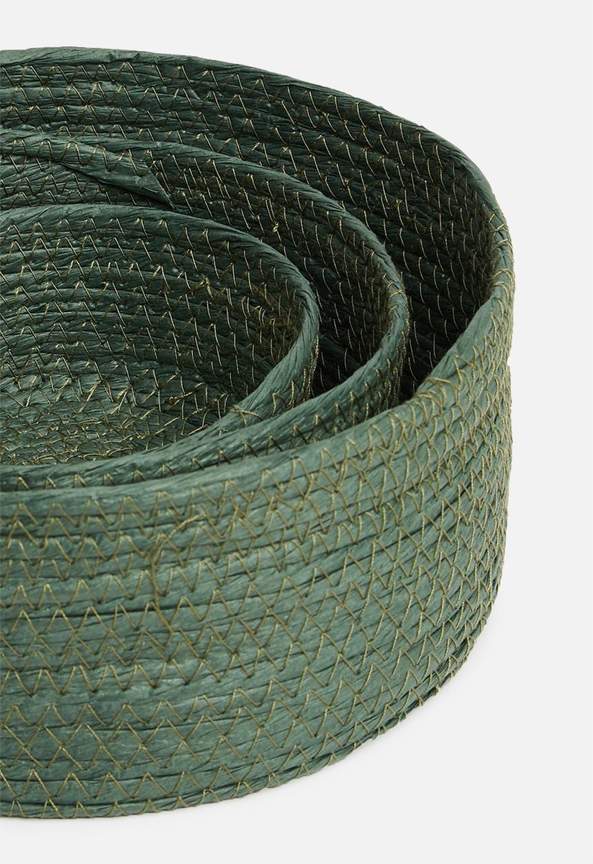 H&S - Put a lid on it basket set of 3 - green