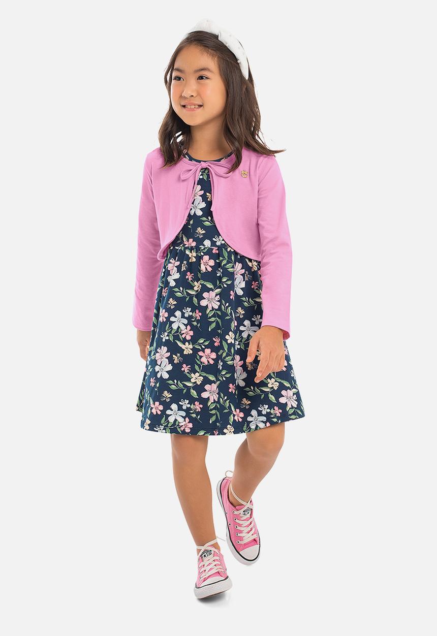 Quimby - Floral dress & shrug set - dark blue
