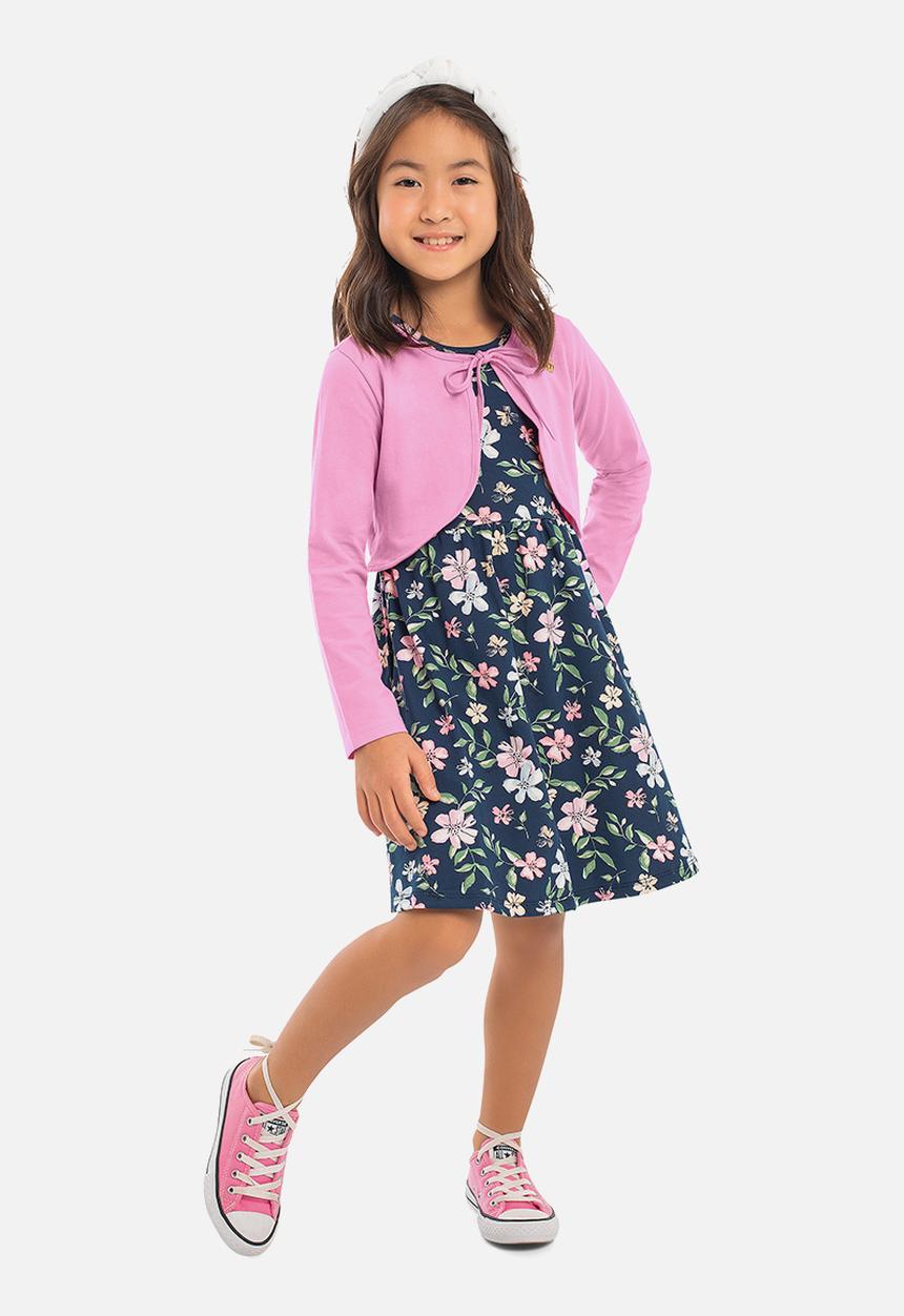 Quimby - Floral dress & shrug set - dark blue