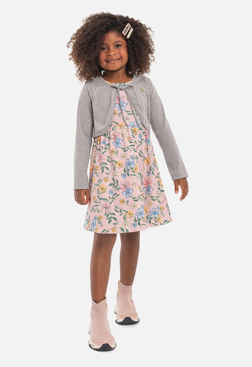 Quimby - Floral dress & shrug set - light pink