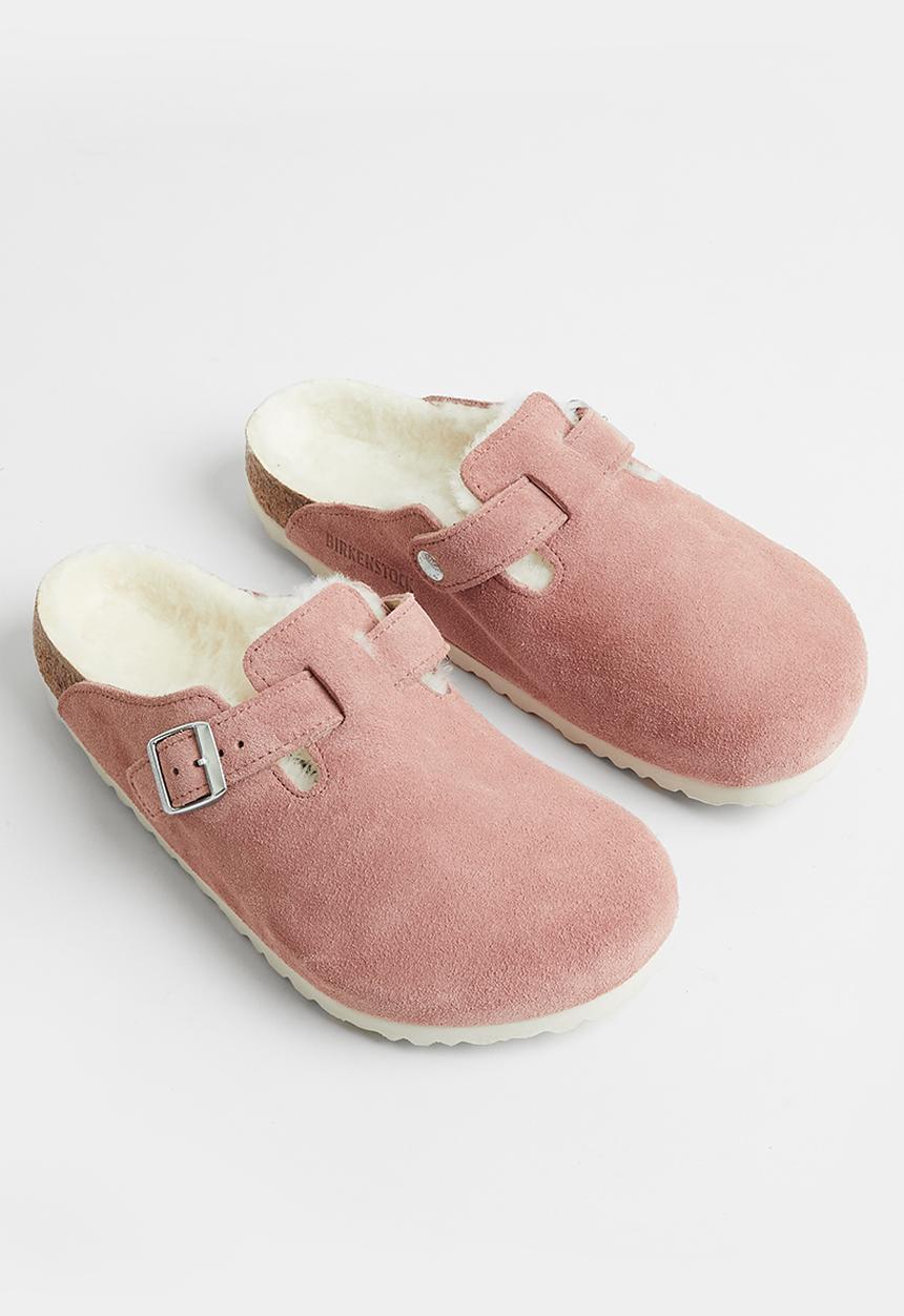Birkenstock - Boston fur suede shearling regular - pink clay