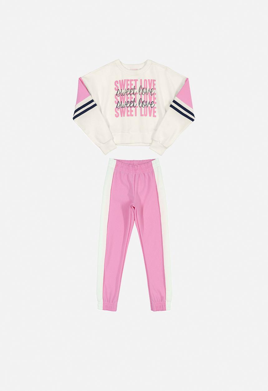 Quimby - Sweet love sweat set - off white & pink
