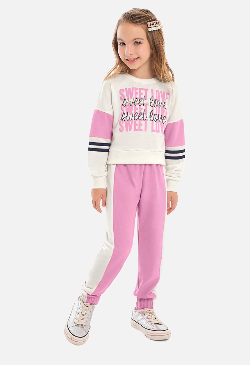 Quimby - Sweet love sweat set - off white & pink