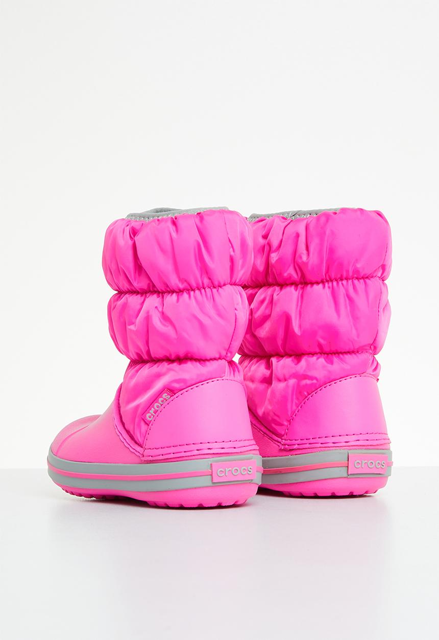 Crocs - Winter puff boot kids - electric pink/light grey
