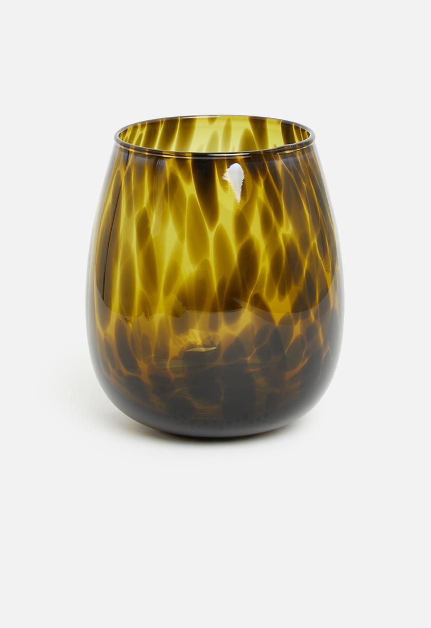 H&S - Mottled glass tealight holder - brown