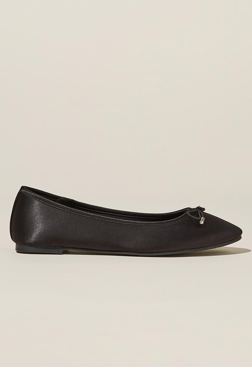 Cotton On - Emma bow ballerina - black satin