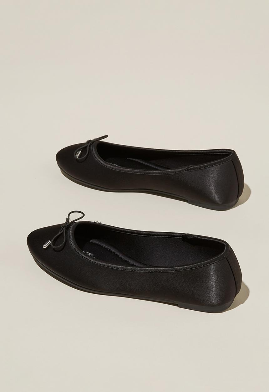 Cotton On - Emma bow ballerina - black satin