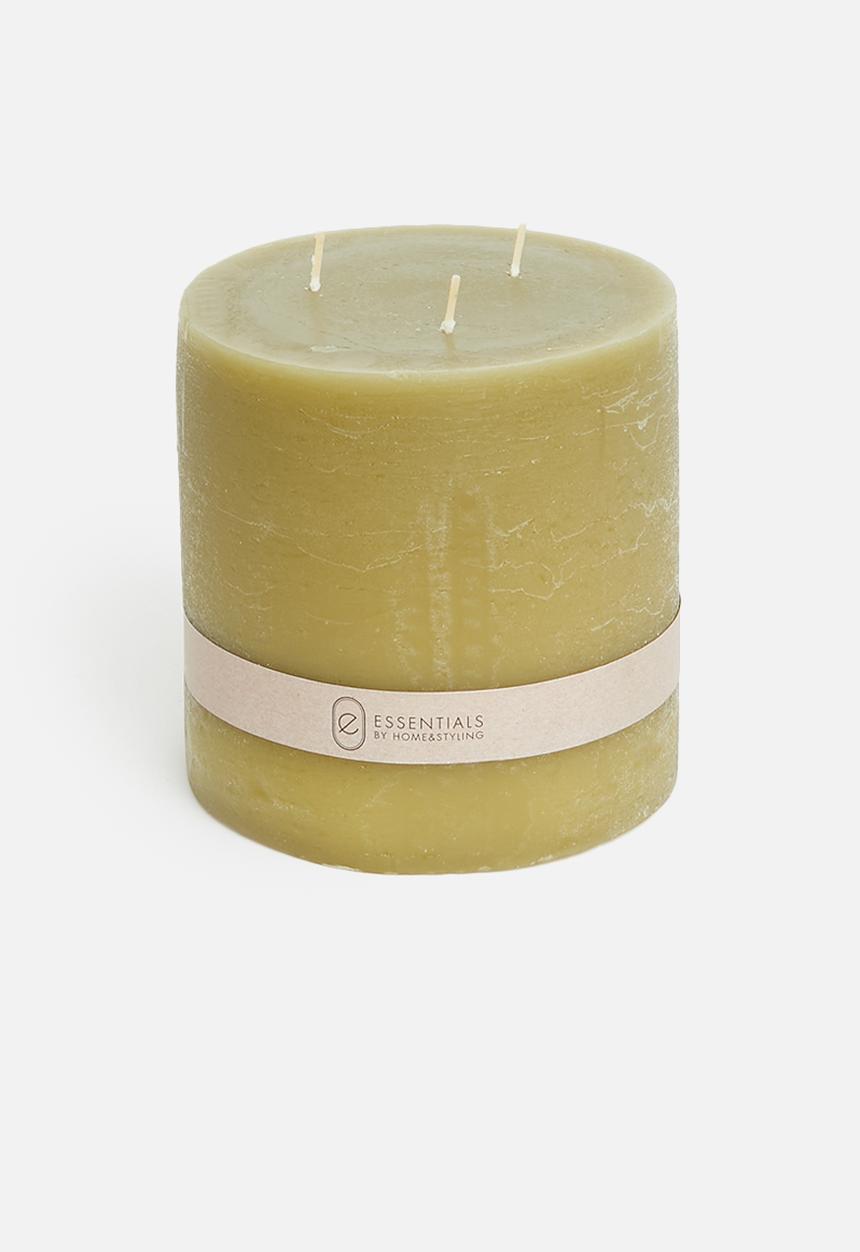 H&S - 3 wick pillar candle - olive green