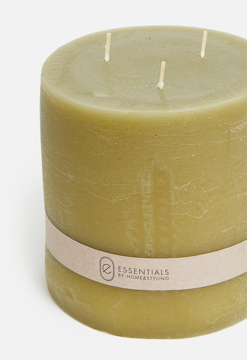 H&S - 3 wick pillar candle - olive green