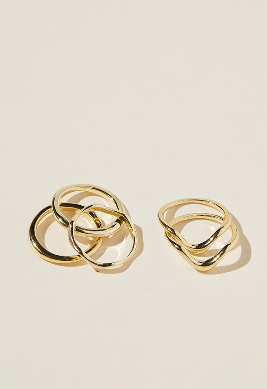 Rubi - Multipack rings - gold plated wavy