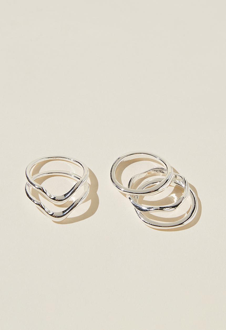 Rubi - Multipack rings - sterling silver plated wavy