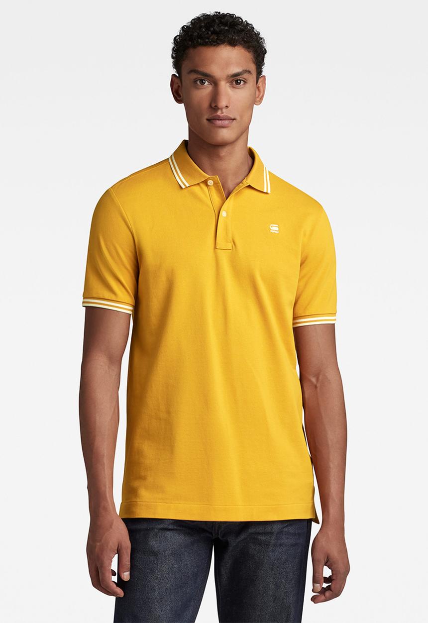 G-STAR - Dunda slim stripe polo short sleeve - dull yellow