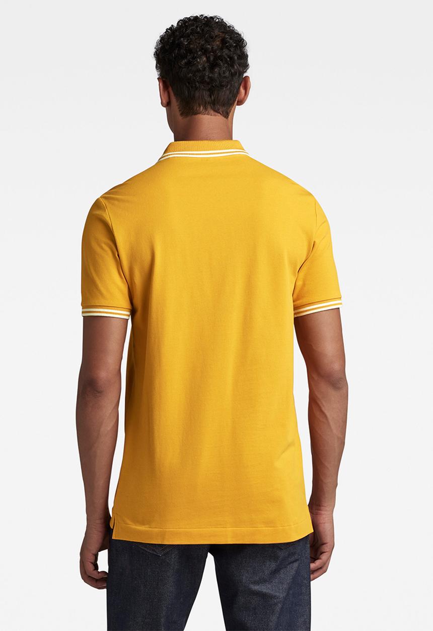 G-STAR - Dunda slim stripe polo short sleeve - dull yellow