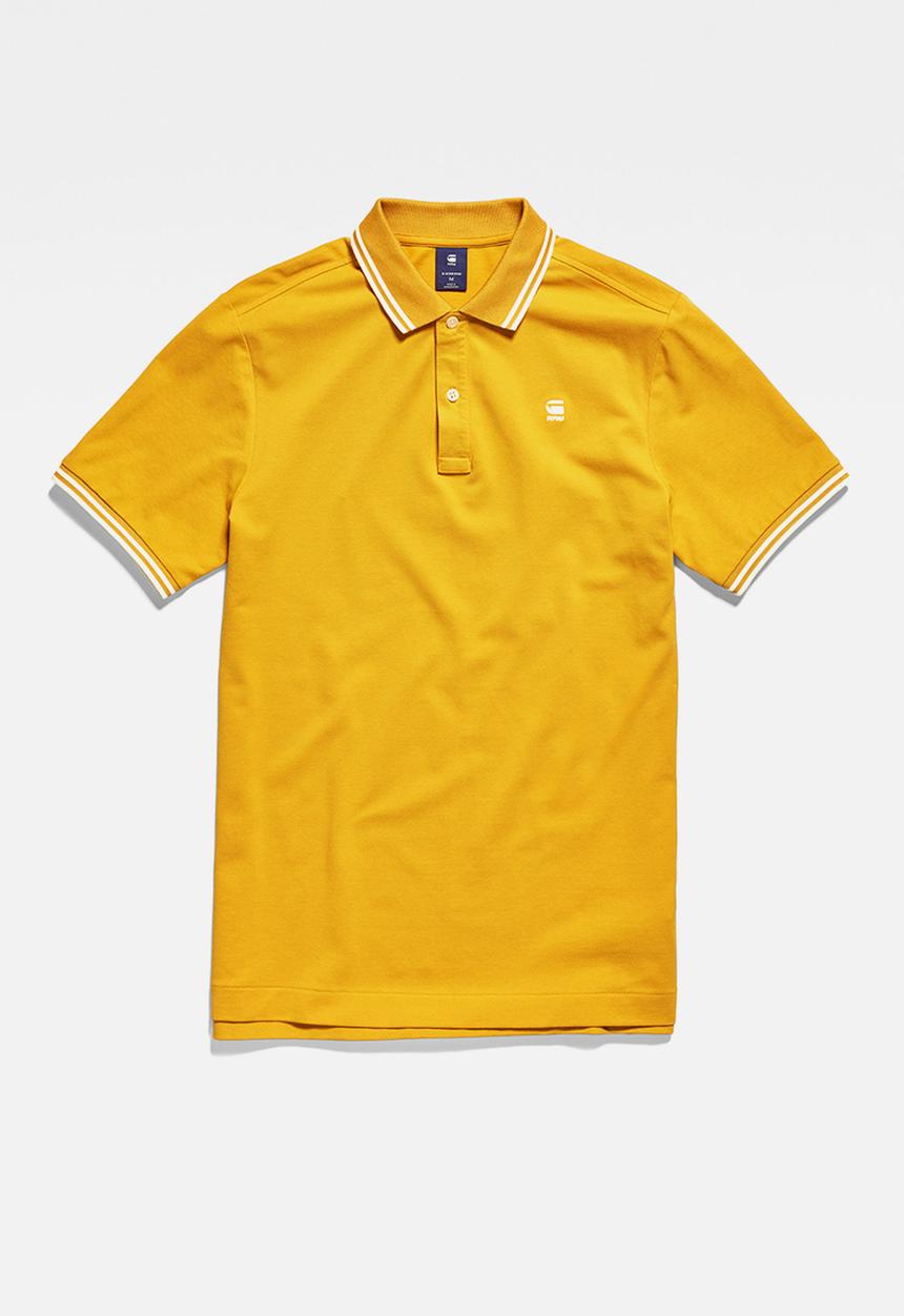 G-STAR - Dunda slim stripe polo short sleeve - dull yellow