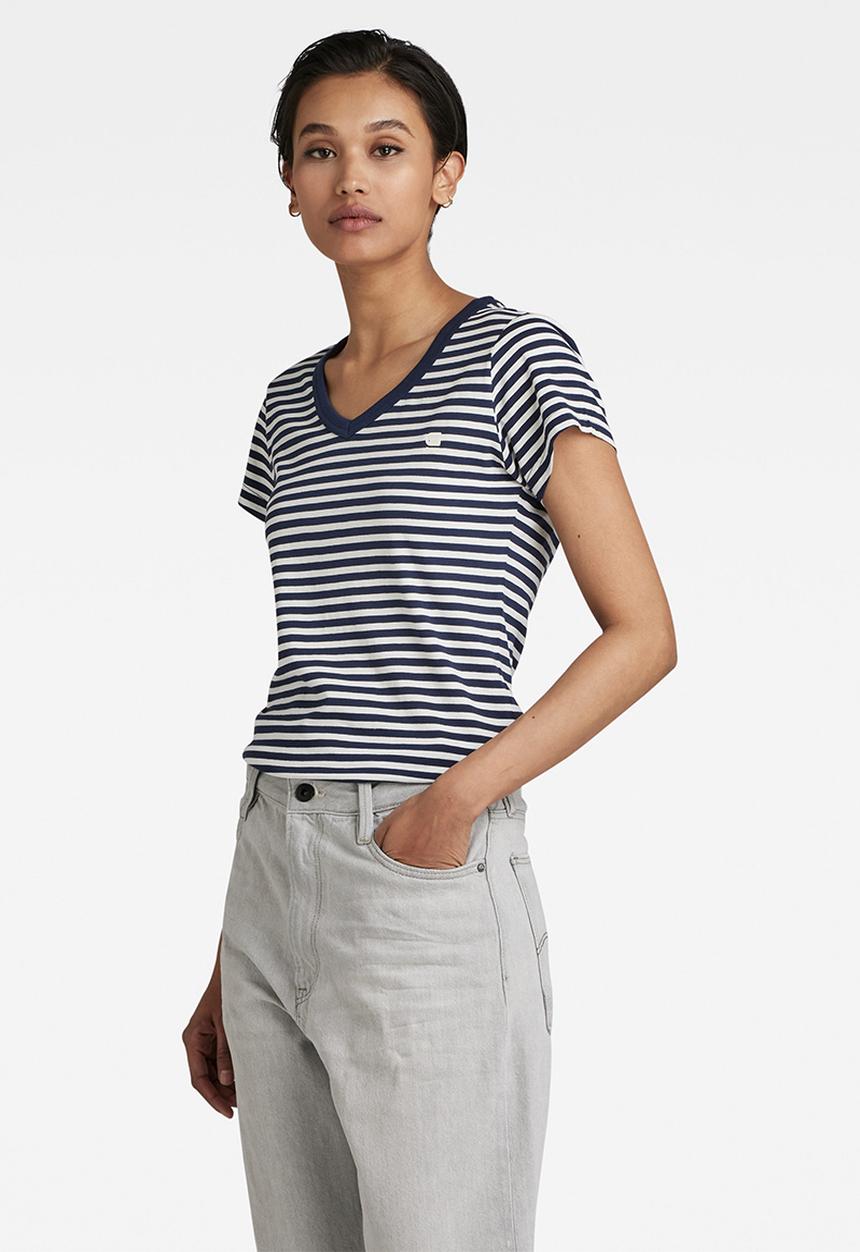 G-STAR - Eyben stripe slim v t wmn s\s - sartho blue/milk stripe