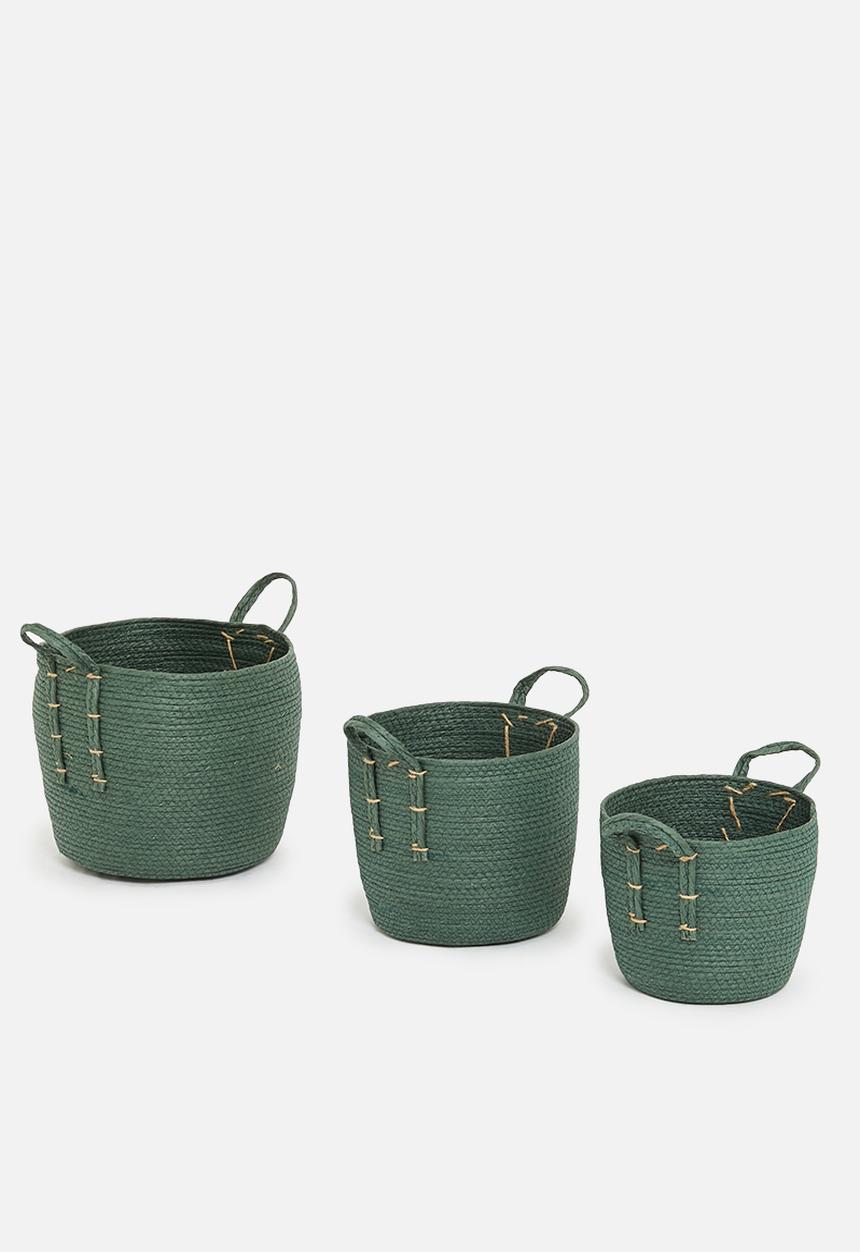 H&S - Paper forest basket set of 3 - green