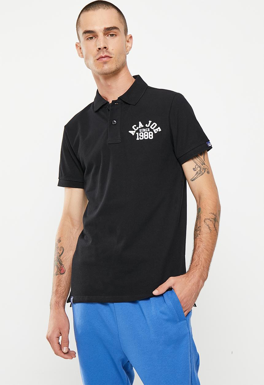 Aca Joe - Mens aca joe big embroidered golfer - black