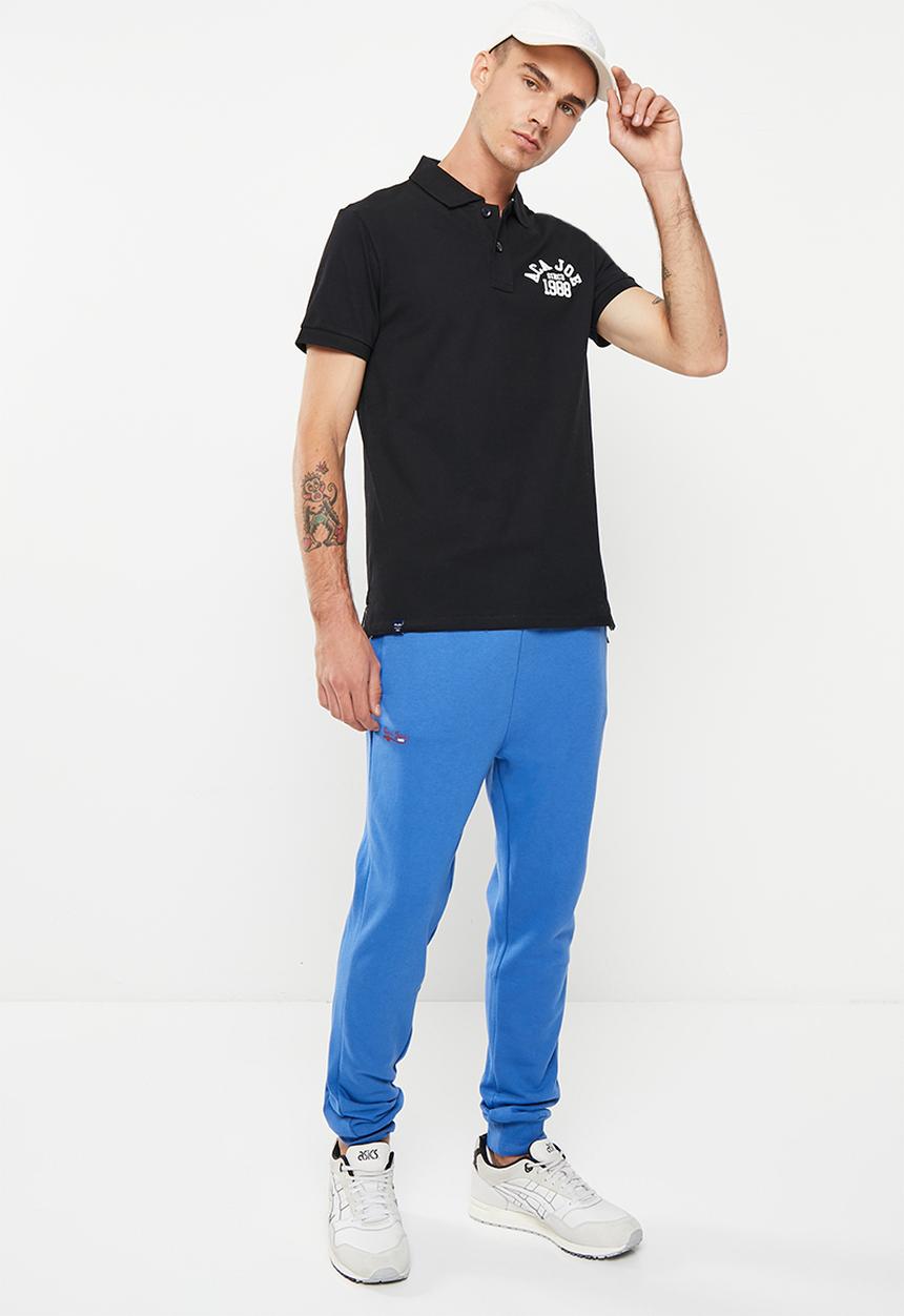 Aca Joe - Mens aca joe big embroidered golfer - black