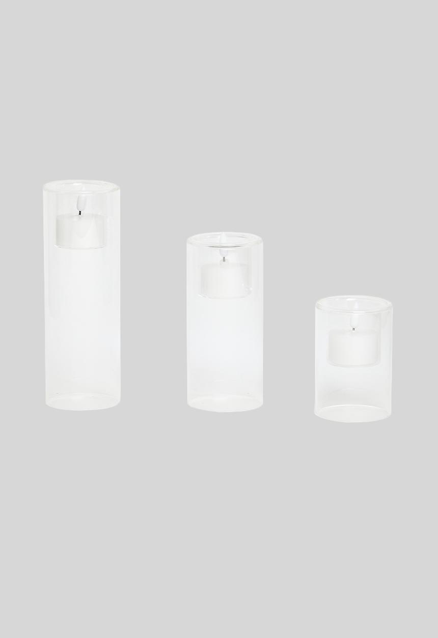 H&S - Glass led candle set - white