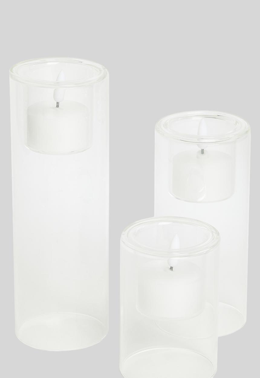 H&S - Glass led candle set - white