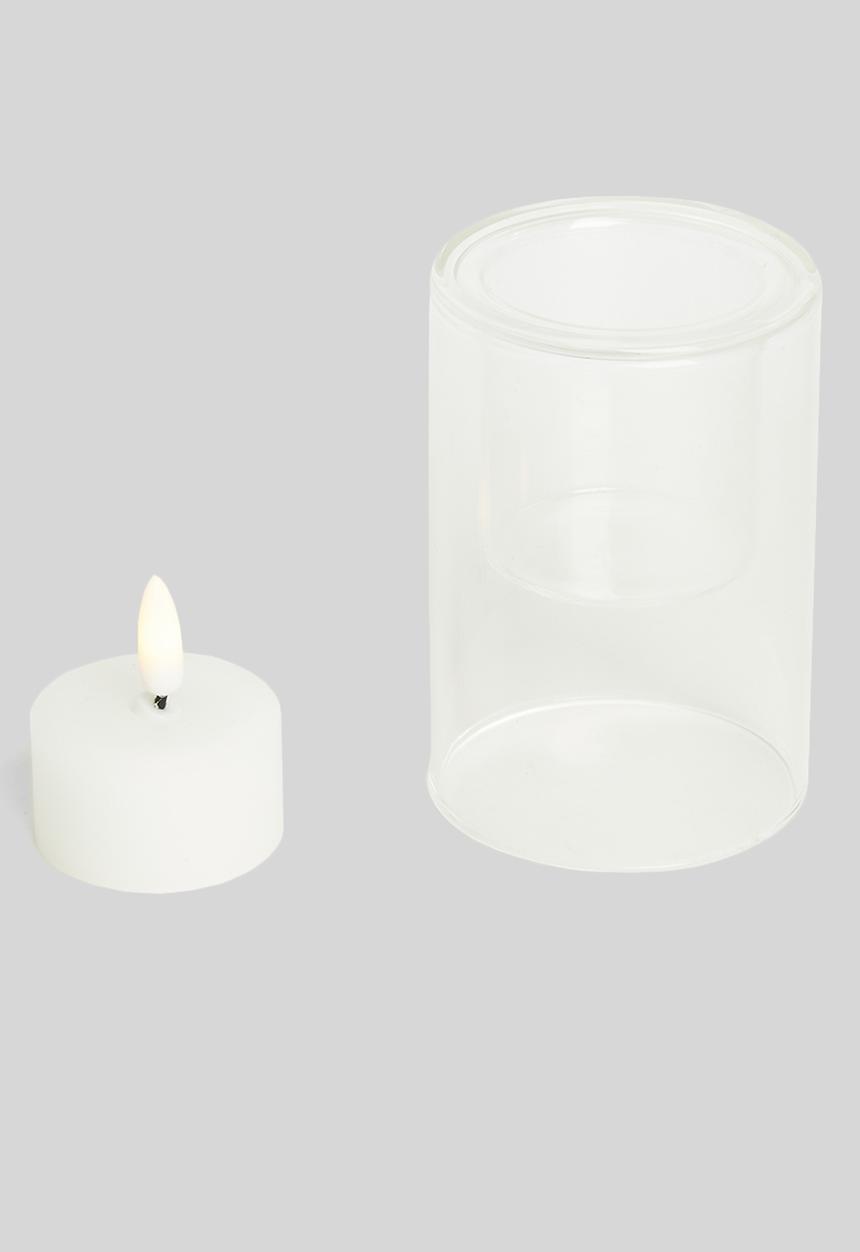 H&S - Glass led candle set - white