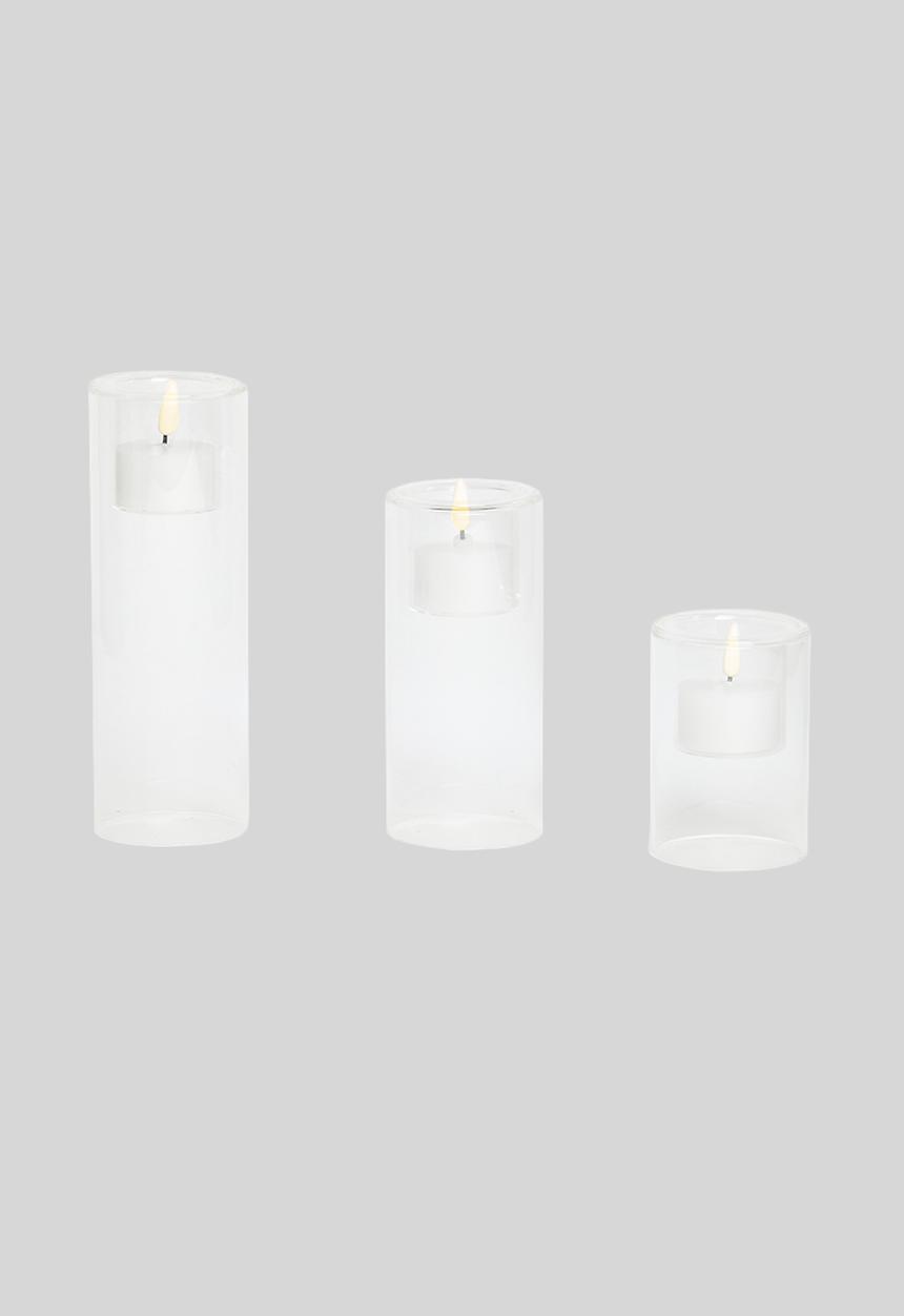 H&S - Glass led candle set - white