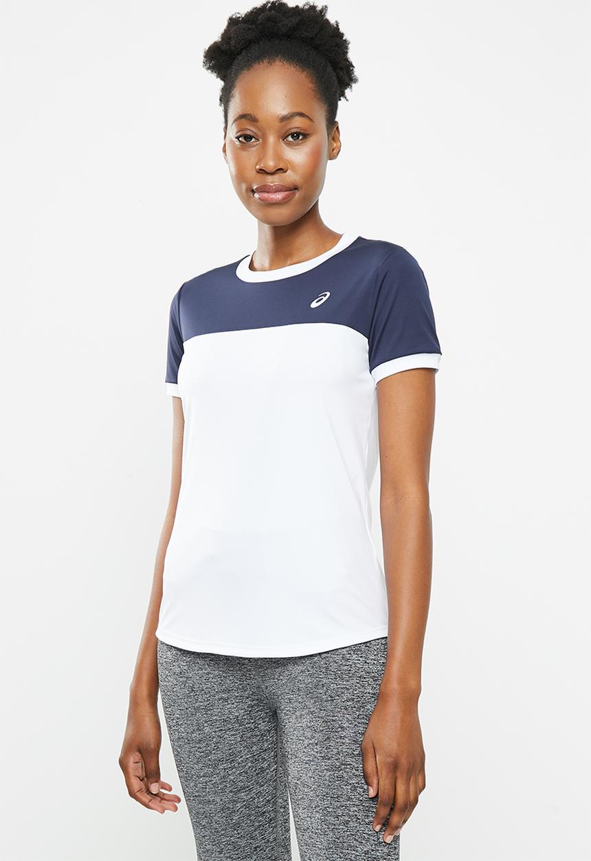ASICS - Women court short sleeve top - brilliant white/midnight