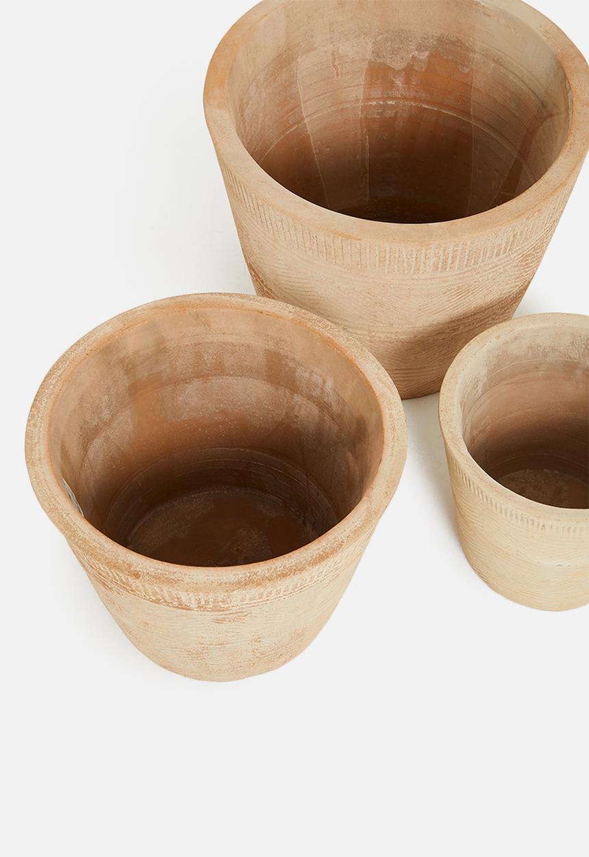 H&S - Kira planter set of 3 - clay