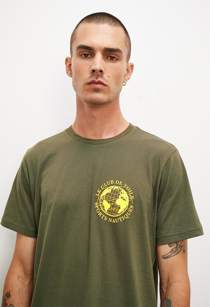 Superbalist - Le club de voile reg fit graphic crew neck tee - dark olive