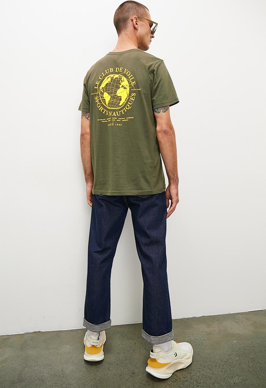 Superbalist - Le club de voile reg fit graphic crew neck tee - dark olive