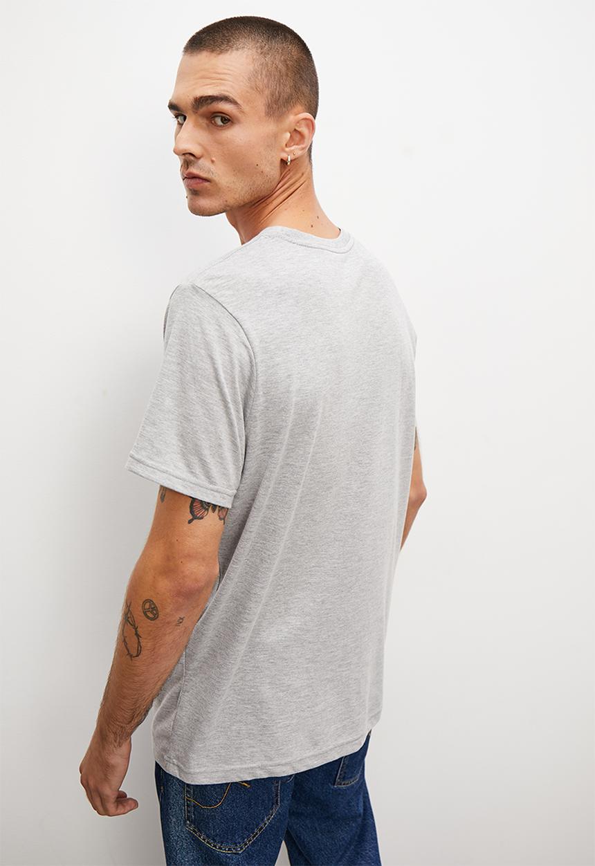 Superbalist - Placement print reg fit crew tee - grey melange