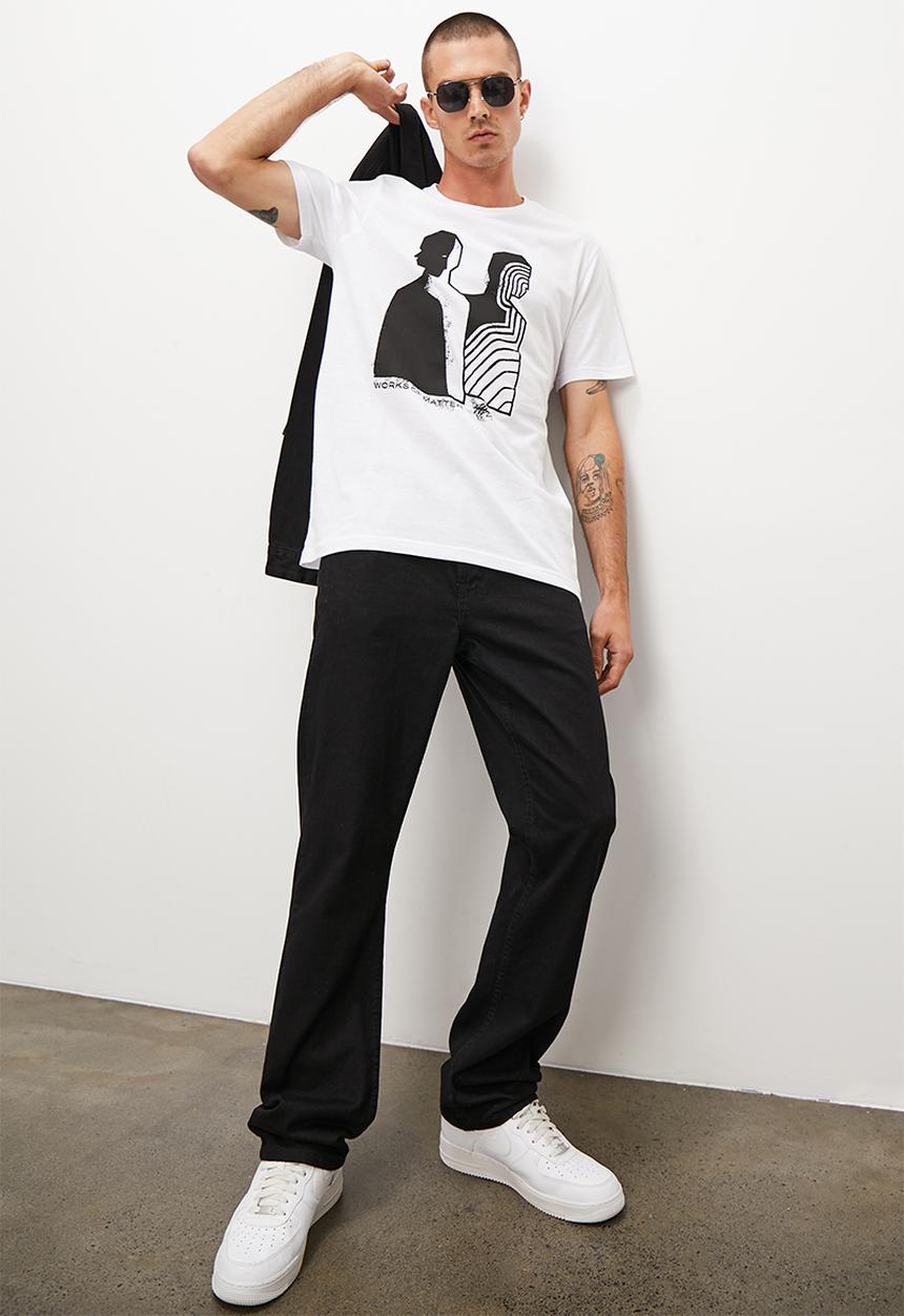Superbalist - Mirror print reg fit graphic crew neck tee - white