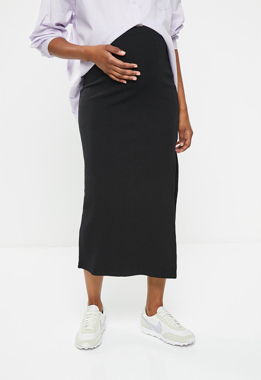 Cotton On - Maternity friendly rib knit maxi skirt - black 