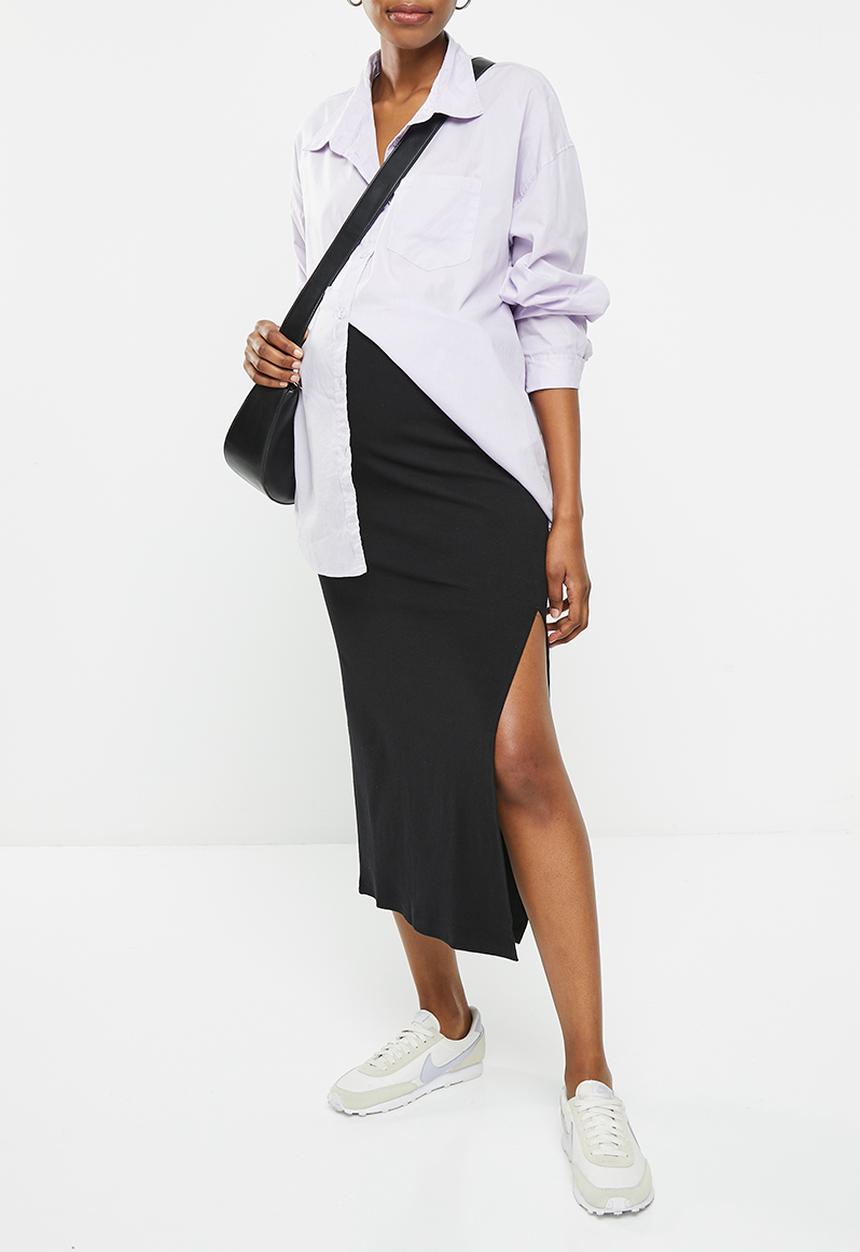 Cotton On - Maternity friendly rib knit maxi skirt - black 