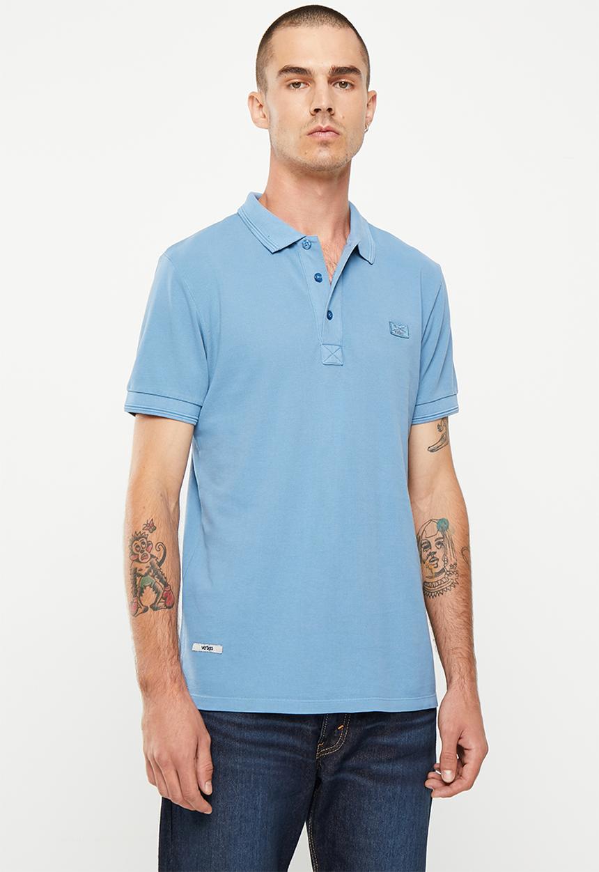 Vertigo - Mens vertigo core pigment dyed  golfer-coronet blue