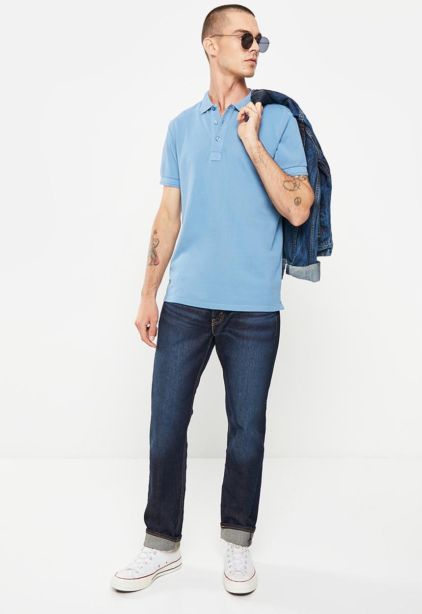 Vertigo - Mens vertigo core pigment dyed  golfer-coronet blue