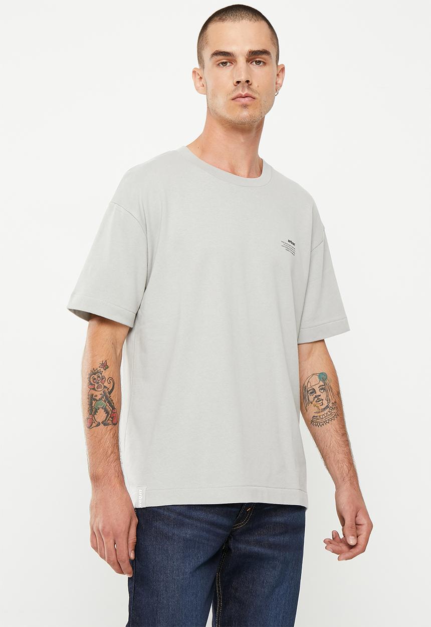urban° - Mens urban oversized french terry printed tee short sleeve - grey