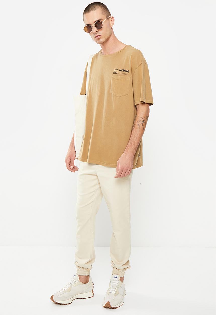urban° - Mens urban pigment dyed pocket  tee short sleeve - brown