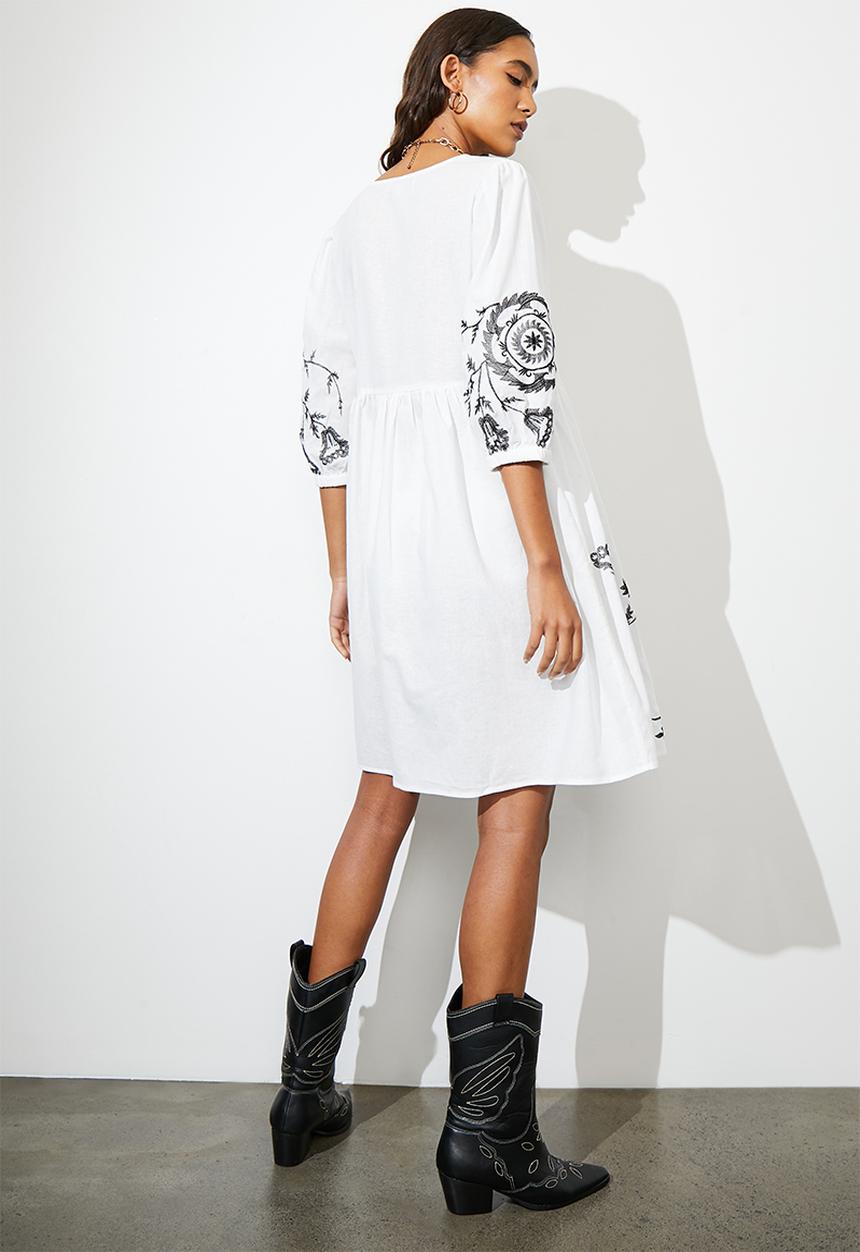 Superbalist - A-line boho dress midi - white